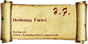 Hodossy Fanni névjegykártya